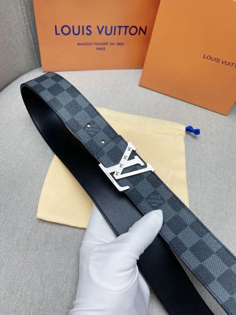 Louis Vuitton Damier Graphite Reversible Belt with Silver LV Buckle - Black/Grey